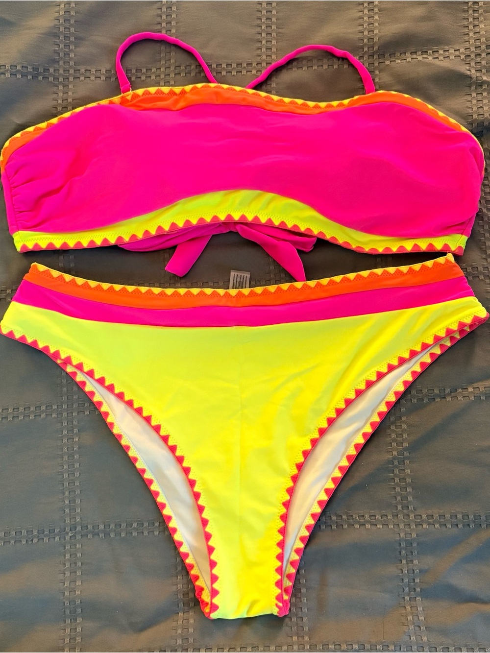 Popvil Neon Strapless Bandeau Bikini